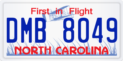 NC license plate DMB8049