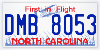 NC license plate DMB8053