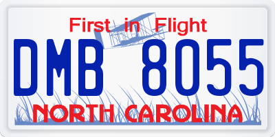 NC license plate DMB8055