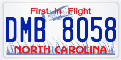 NC license plate DMB8058