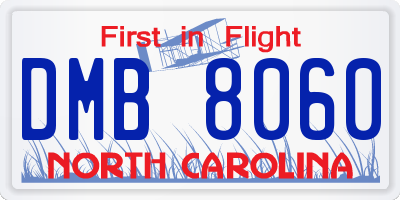 NC license plate DMB8060
