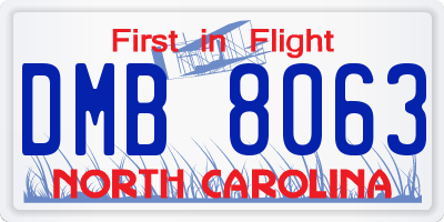 NC license plate DMB8063