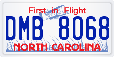 NC license plate DMB8068
