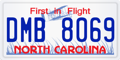 NC license plate DMB8069