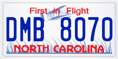 NC license plate DMB8070