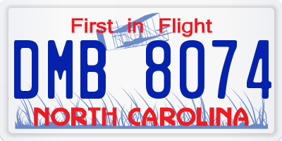 NC license plate DMB8074