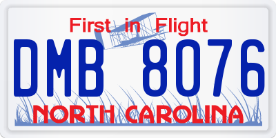 NC license plate DMB8076