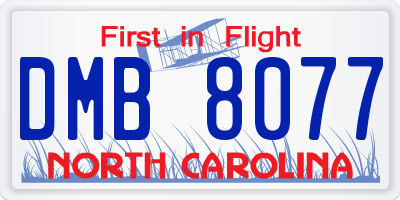 NC license plate DMB8077