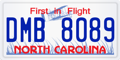 NC license plate DMB8089