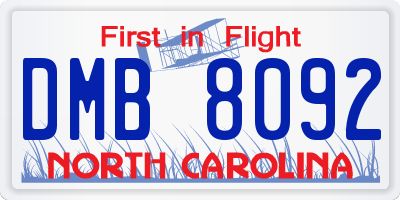 NC license plate DMB8092