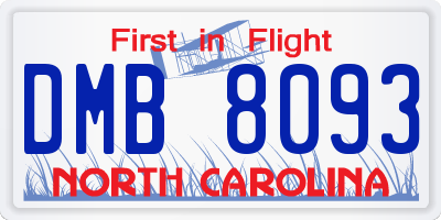 NC license plate DMB8093