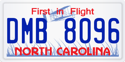 NC license plate DMB8096