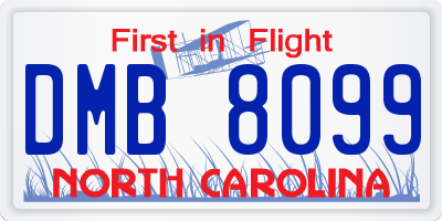NC license plate DMB8099
