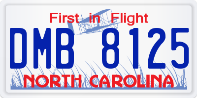 NC license plate DMB8125