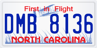 NC license plate DMB8136
