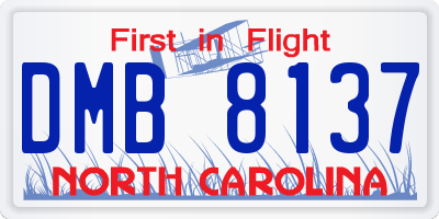 NC license plate DMB8137
