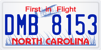 NC license plate DMB8153