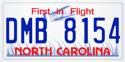 NC license plate DMB8154