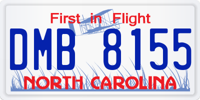 NC license plate DMB8155