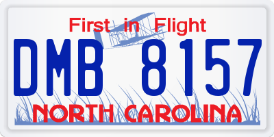 NC license plate DMB8157