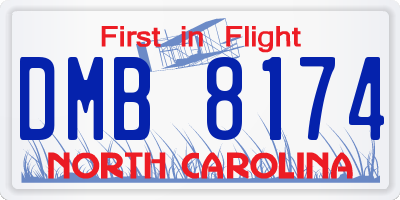NC license plate DMB8174