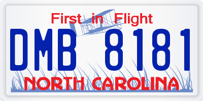 NC license plate DMB8181