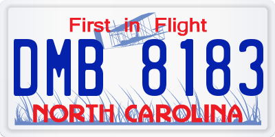 NC license plate DMB8183