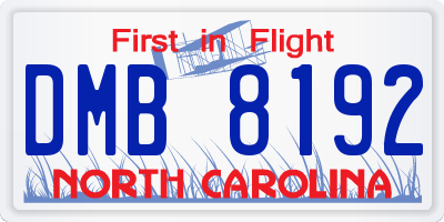 NC license plate DMB8192