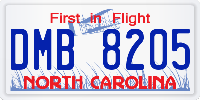 NC license plate DMB8205