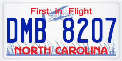 NC license plate DMB8207