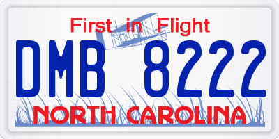 NC license plate DMB8222