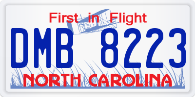 NC license plate DMB8223