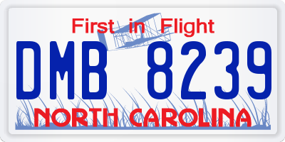 NC license plate DMB8239