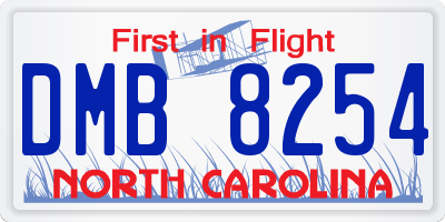 NC license plate DMB8254