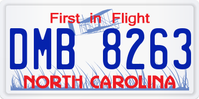 NC license plate DMB8263