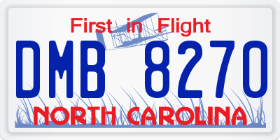 NC license plate DMB8270