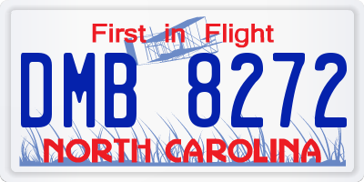 NC license plate DMB8272