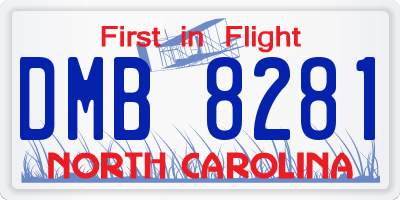 NC license plate DMB8281