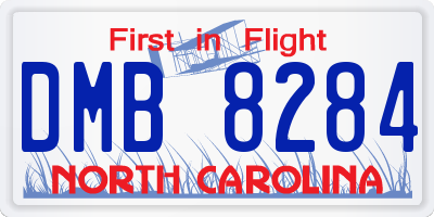 NC license plate DMB8284