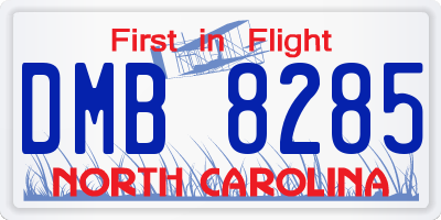 NC license plate DMB8285