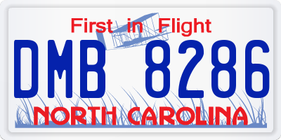 NC license plate DMB8286