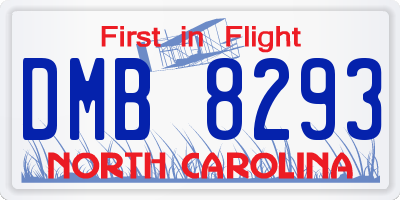 NC license plate DMB8293