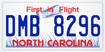 NC license plate DMB8296