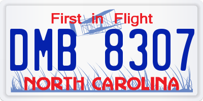 NC license plate DMB8307