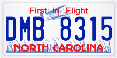 NC license plate DMB8315