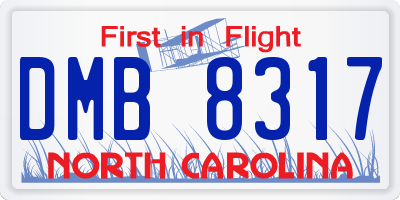 NC license plate DMB8317