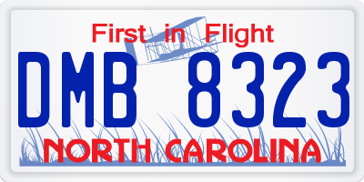 NC license plate DMB8323
