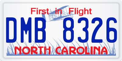 NC license plate DMB8326