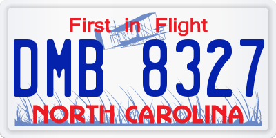 NC license plate DMB8327