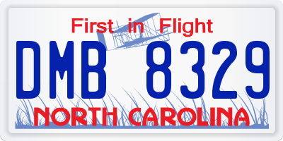 NC license plate DMB8329